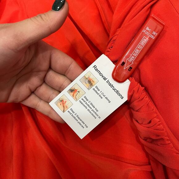 IEENA FOR MAC DUGGAL 55708 Long Sleeve Keyhole Knot Front Draped Gown Red 10 NEW - Picture 7 of 8